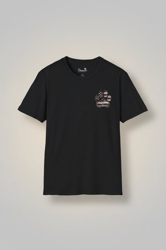 Courage Has Four Paws T-Shirt — American Flag K9 Tribute