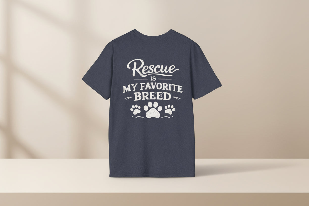 Rescue Is My Favorite Breed T-Shirt Rescue Dog Paw Tee