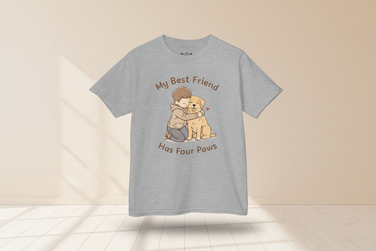 My Best Friend Has Four Paws Kids T-Shirt | Cute Dog Lover Shirt for Boys & Girls