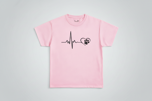 Pet Paw Heartbeat T-Shirt — Dog Lover Paw Print Tee