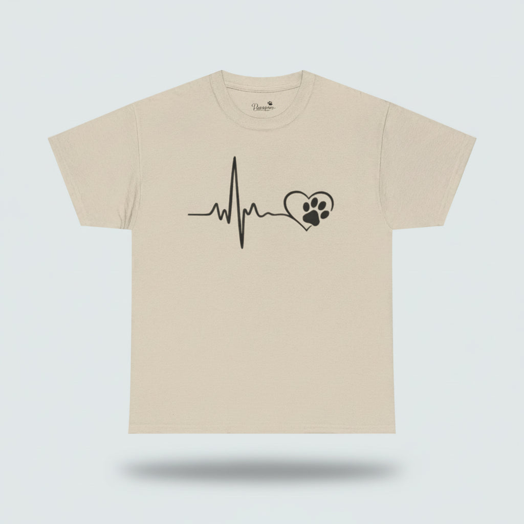 Pet Paw Heartbeat T-Shirt — Dog Lover Paw Print Tee