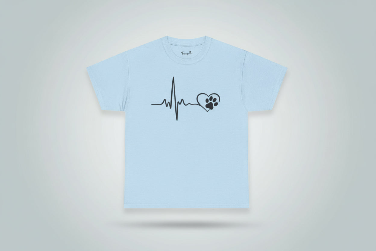 Pet Paw Heartbeat T-Shirt — Dog Lover Paw Print Tee