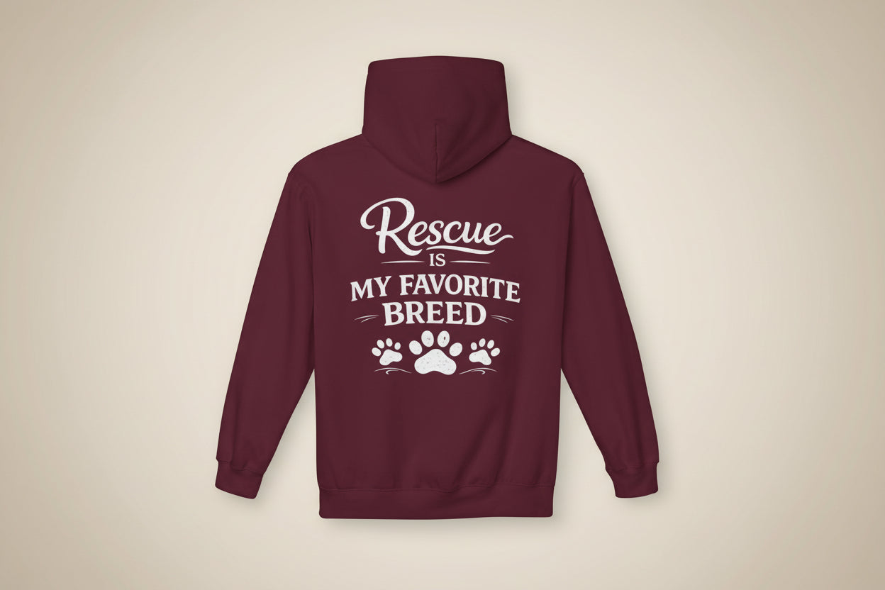 Rescue Is My Favorite Breed Unisex Midweight Fleece Hoodie