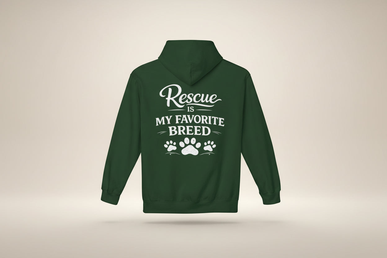 Rescue Is My Favorite Breed Unisex Midweight Fleece Hoodie
