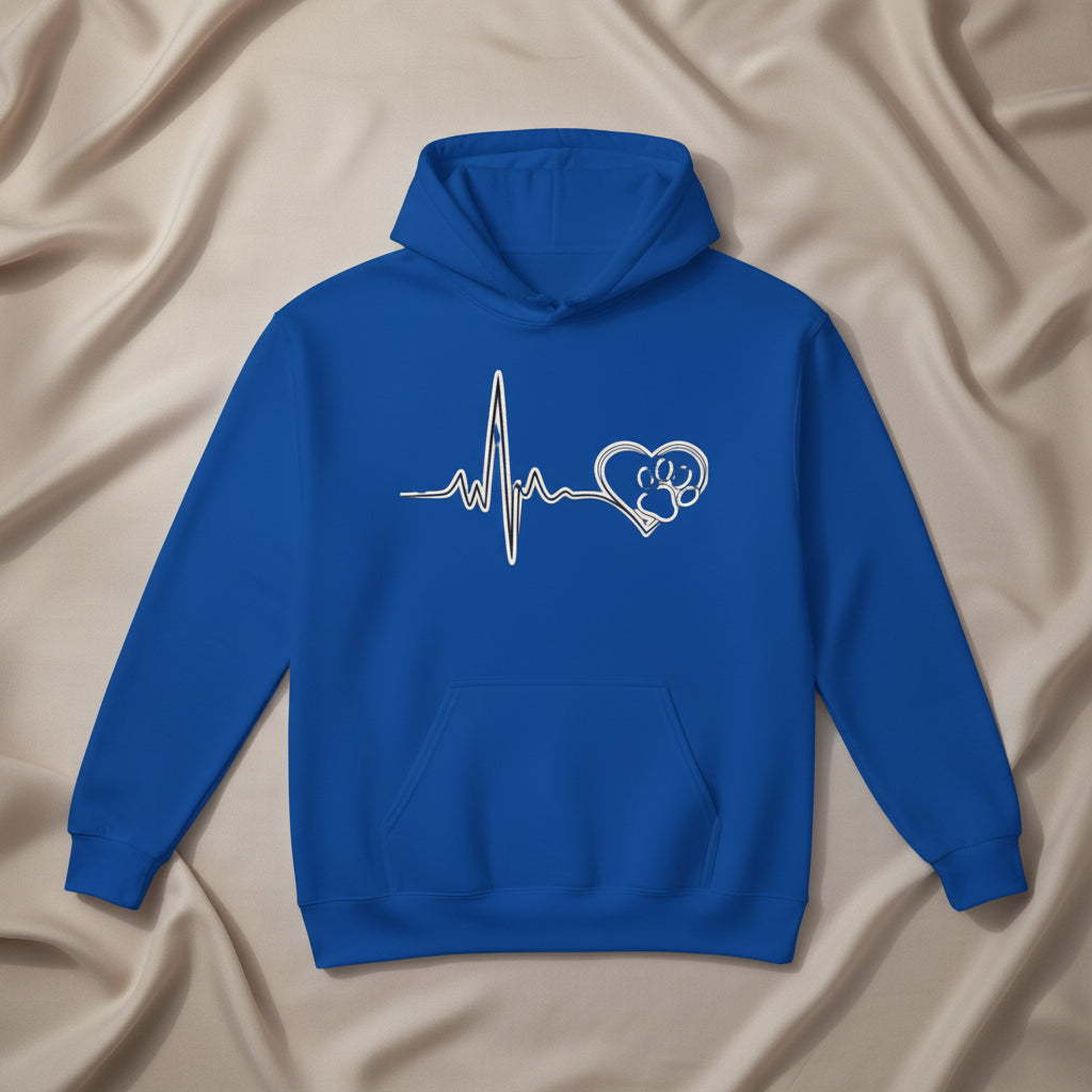 Heartbeat Paw Print Hoodie Dog Lover Heartbeat Pullover