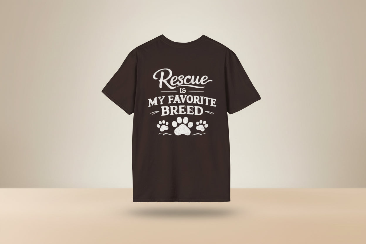 Rescue Is My Favorite Breed T-Shirt Rescue Dog Paw Tee