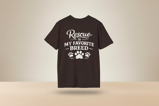 Rescue Is My Favorite Breed T-Shirt Rescue Dog Paw Tee