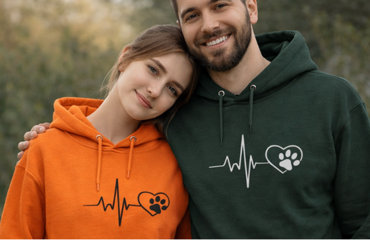 Heartbeat Paw Print Hoodie Dog Lover Heartbeat Pullover