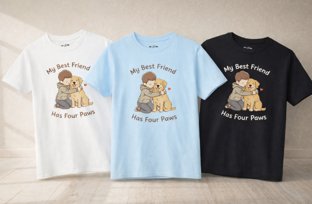 My Best Friend Has Four Paws Kids T-Shirt | Cute Dog Lover Shirt for Boys & Girls