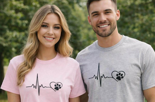 Pet Paw Heartbeat T-Shirt — Dog Lover Paw Print Tee