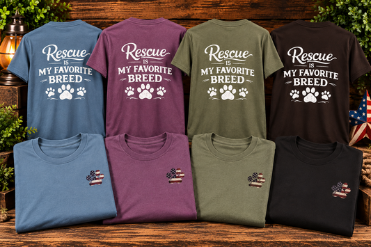 Rescue Is My Favorite Breed T-Shirt Rescue Dog Paw Tee